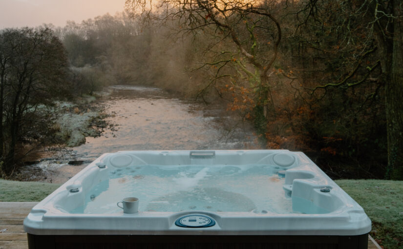 luxury log cabin with hot tub